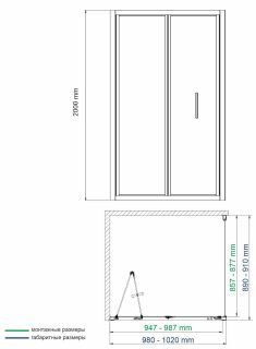 Душевой уголок Wasserkraft Weser 100x90см серебристый 78F22